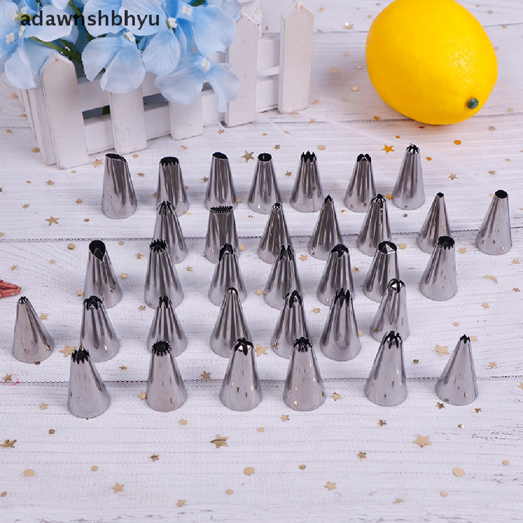 Adawnshbhyu 24/36 /48 Pcs Stainless Steel Icing Piping Nozzle Tools Set Kotak Dekorasi Kue