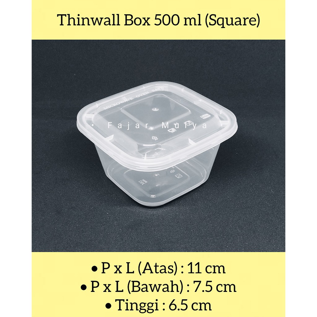 Fajar Mulya - Food Container / Kotak Makan Plastik / Thinwall Box 500 ml Kotak