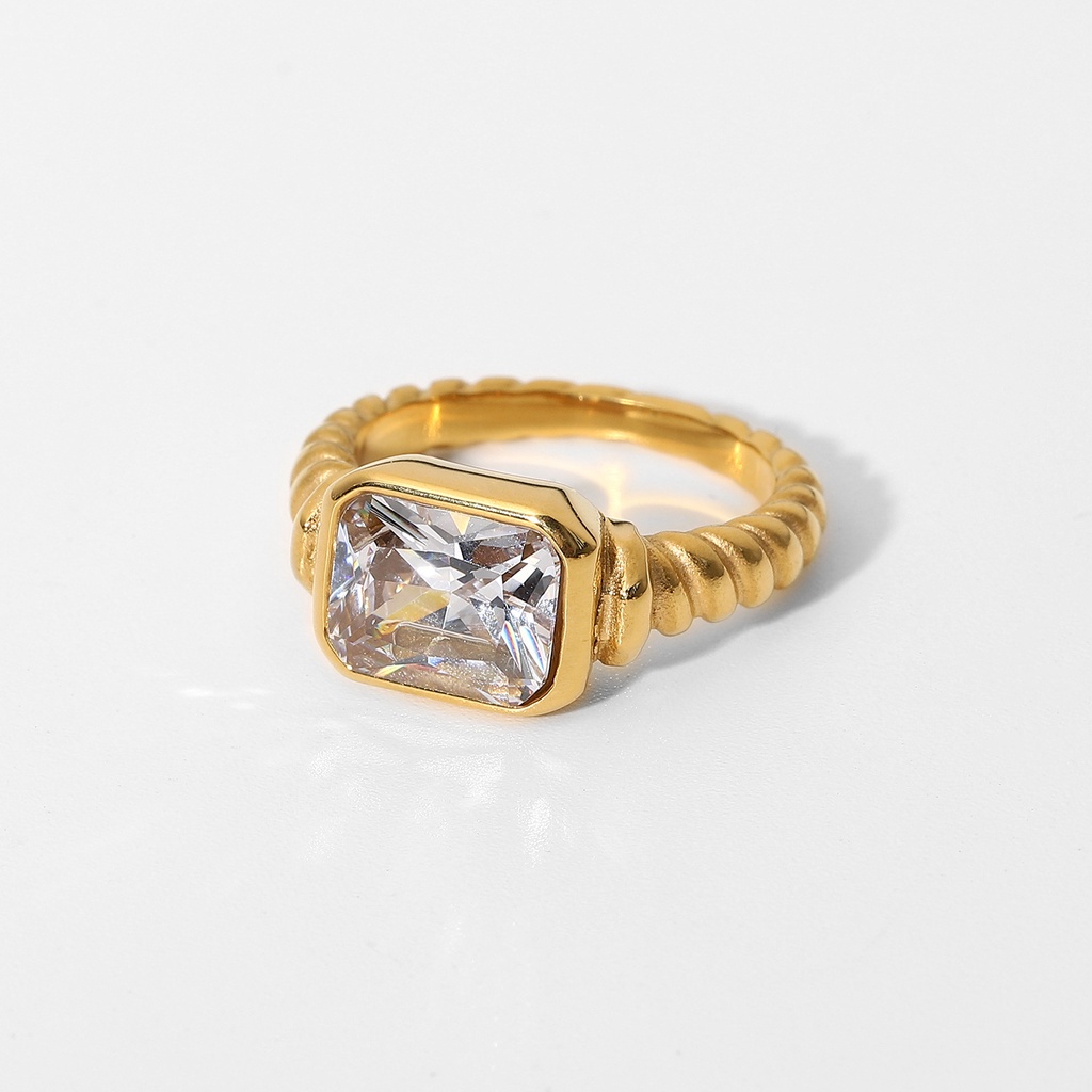 Cincin Batu Permata High-End Mewah Ringan Perempuan Fashion Cincin Desain Niche Unik All-Match Temperamen T