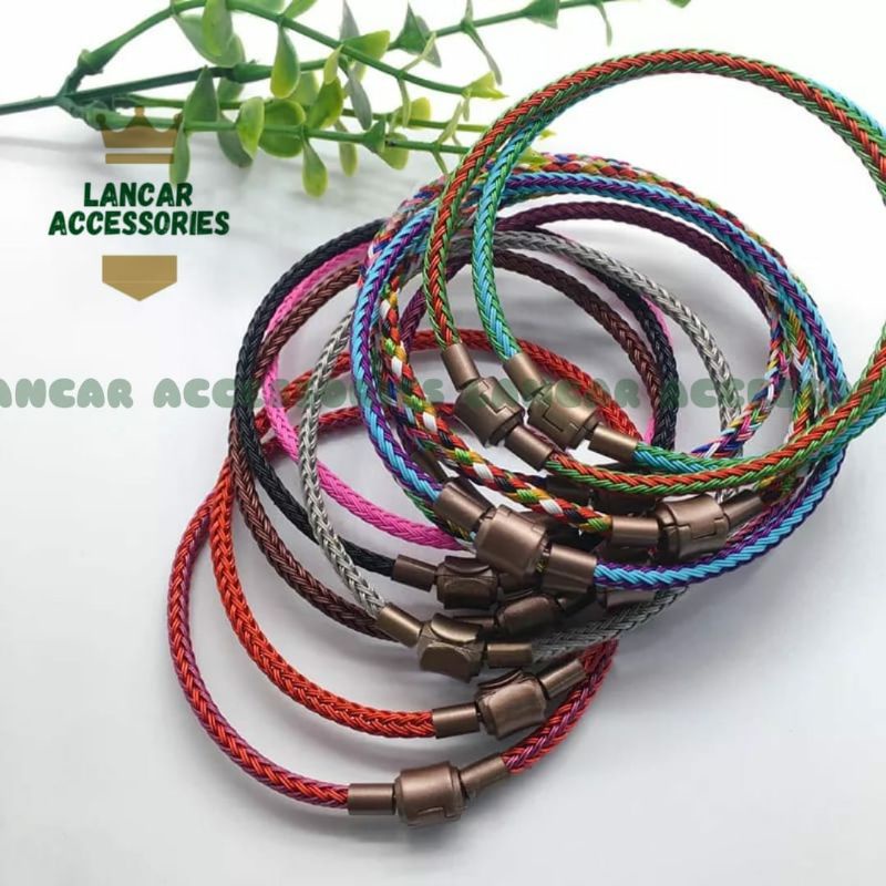 Gelang Tangan Wanita Gelang Tali Kawat Pandora Anti Air Waterproof Gelang Bahan Emas Gelang Tali Wanita