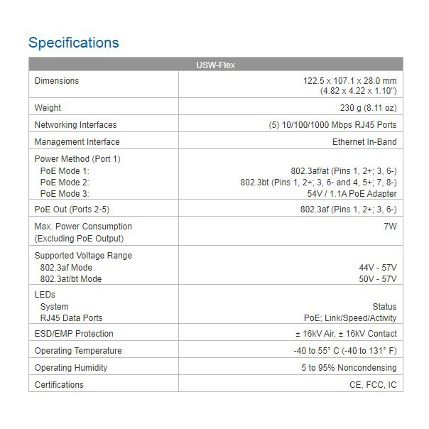 Ubiquiti USW FLEX UniFi Switch 5Port PoE Gigabit