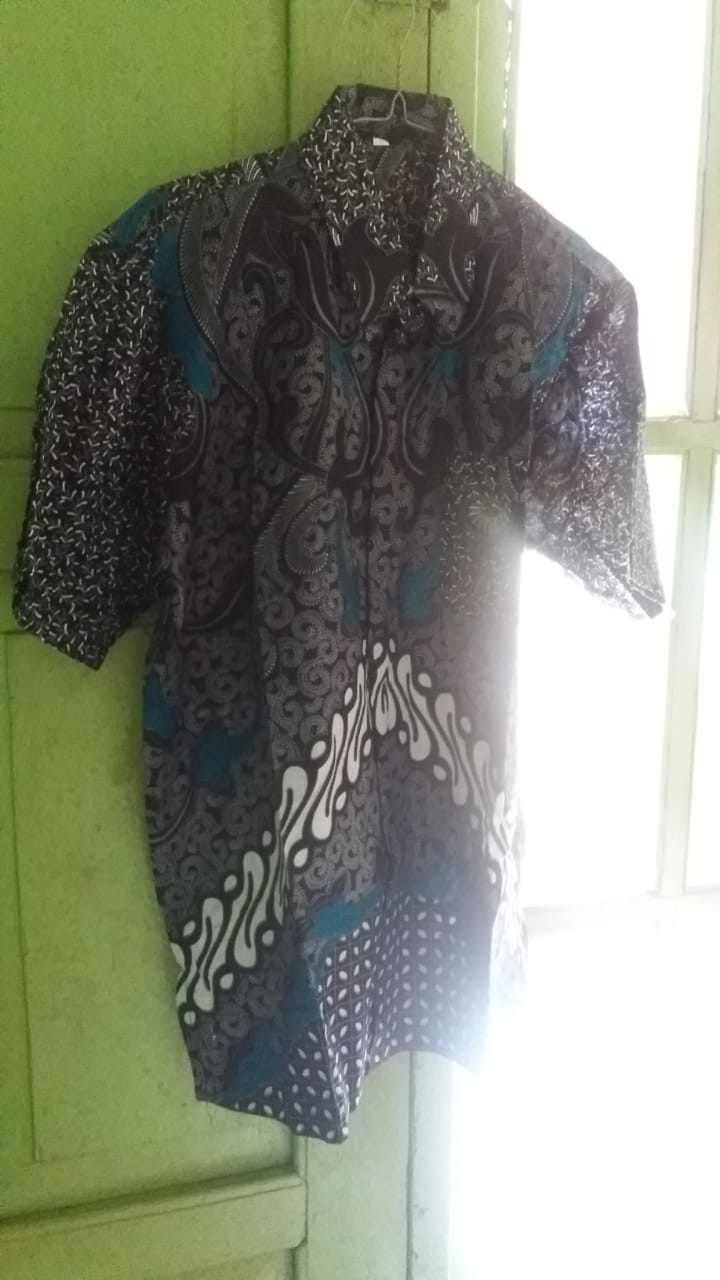 Murah Batik Kemeja Hem Pria Motif Kembang Gede Hitam Kemeja Seragam Pekalongan Alkhalis