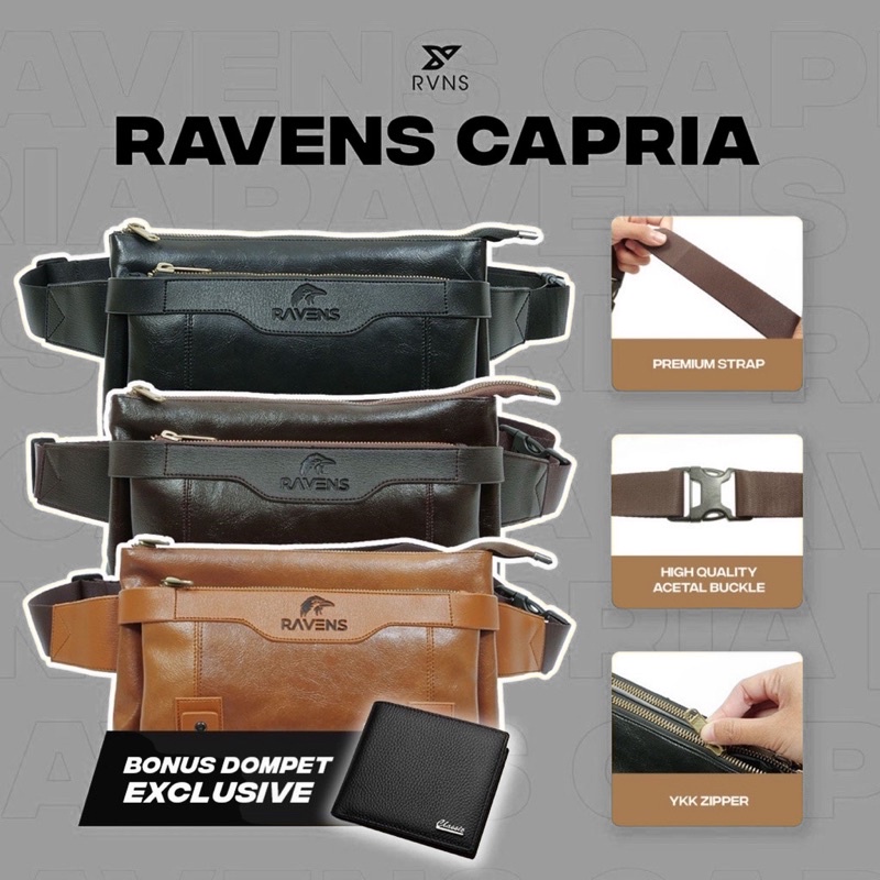 Tas Selempang Pria RVNS Capria PU Leather - Ravens Capria