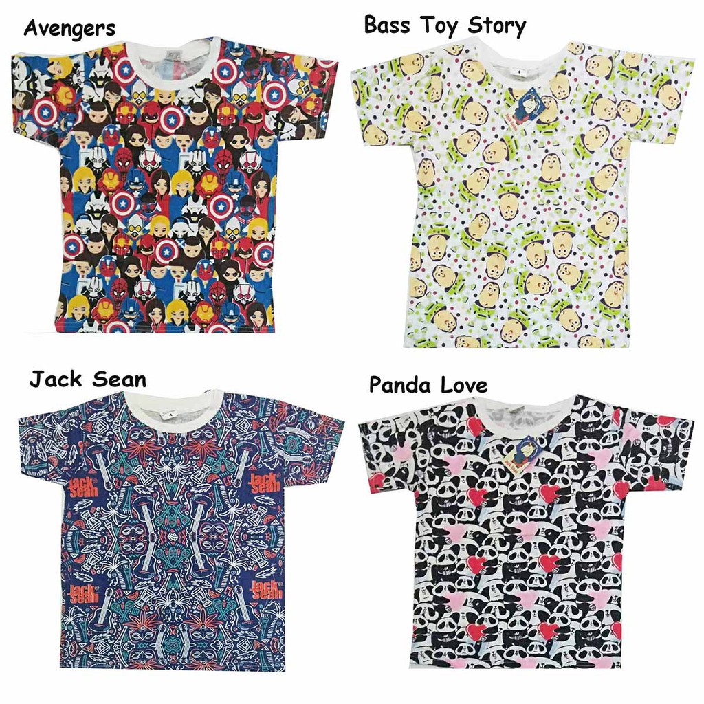 Kaos Anak Laki - Laki MOTIF KARTUN Size 2 4 6 8 10 12 lengan pendek cewek cowok mk jerry panda Baby Tee Girl Boy murah