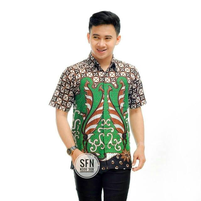 Kemeja batik pria lengan pendek lawasan sogan terlaris M L XL XXL