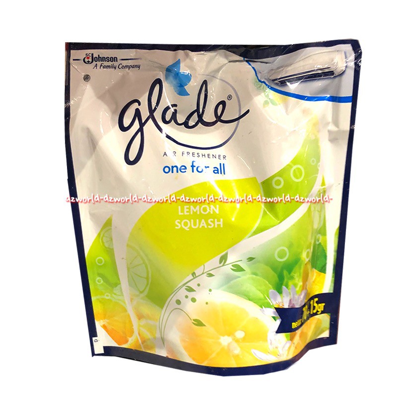 Glade Air Freshener Lemon Squash 70gr Pewangi Ruangan Gantung Wangi Orange Peach Ocean Fresh Flowers Glad One For All