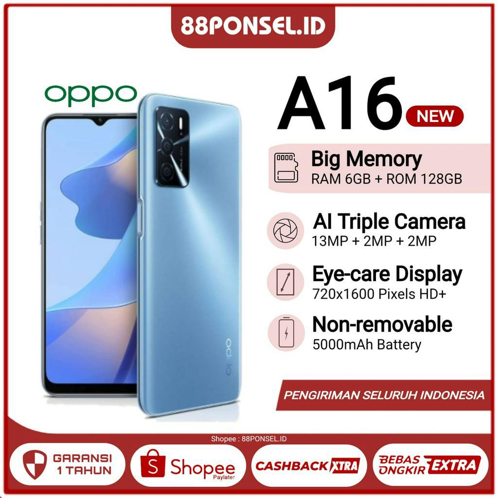 Smartphone Oppo A16 Ram 6/128GB Fast Charging Garansi 1 Tahun