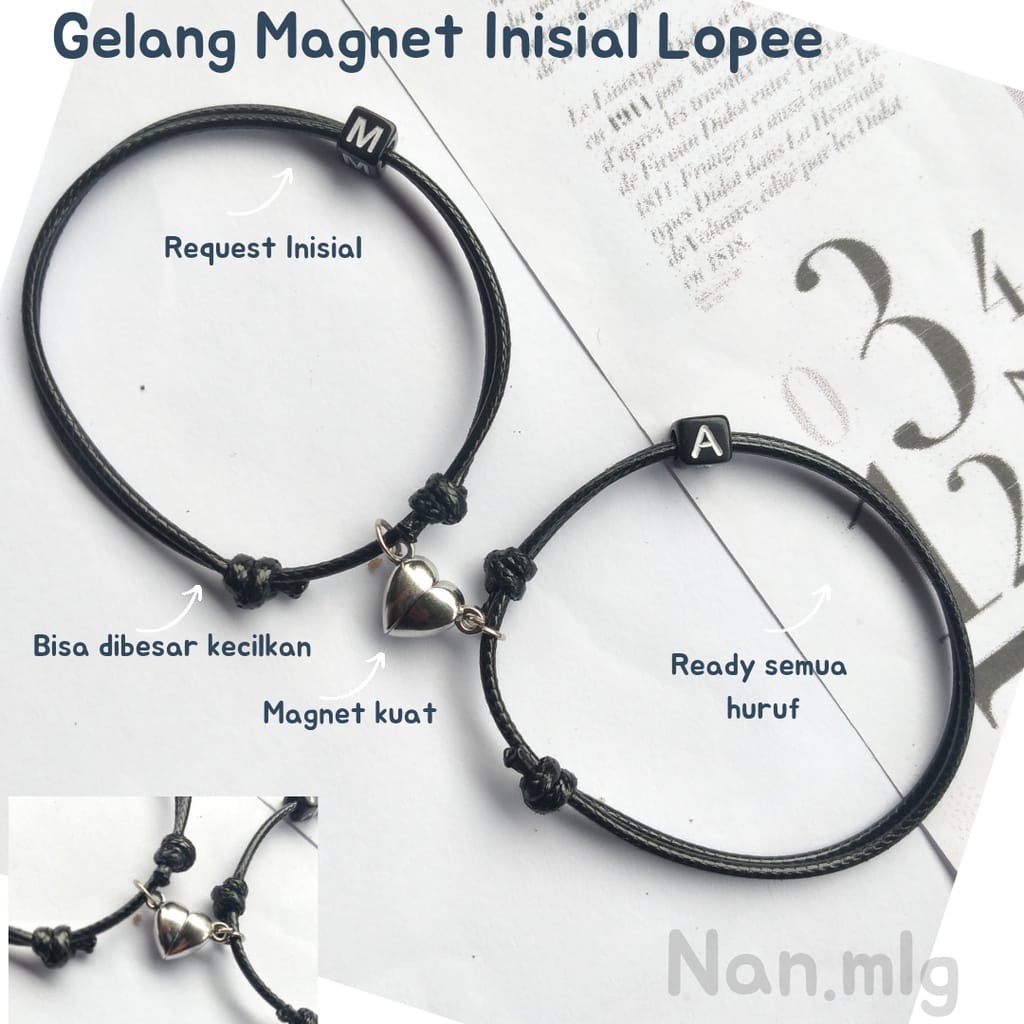 Gelang Couple Magnet Inisial 1 pasang