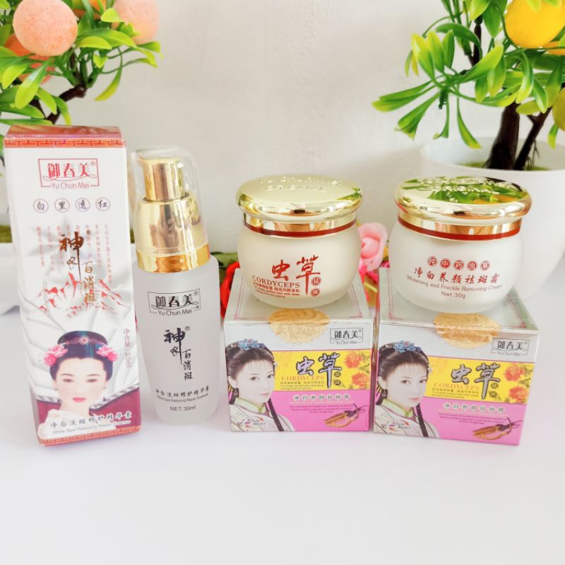 Paket yu chun mei/Cordyceps 3in1 siang malam dan serum original import