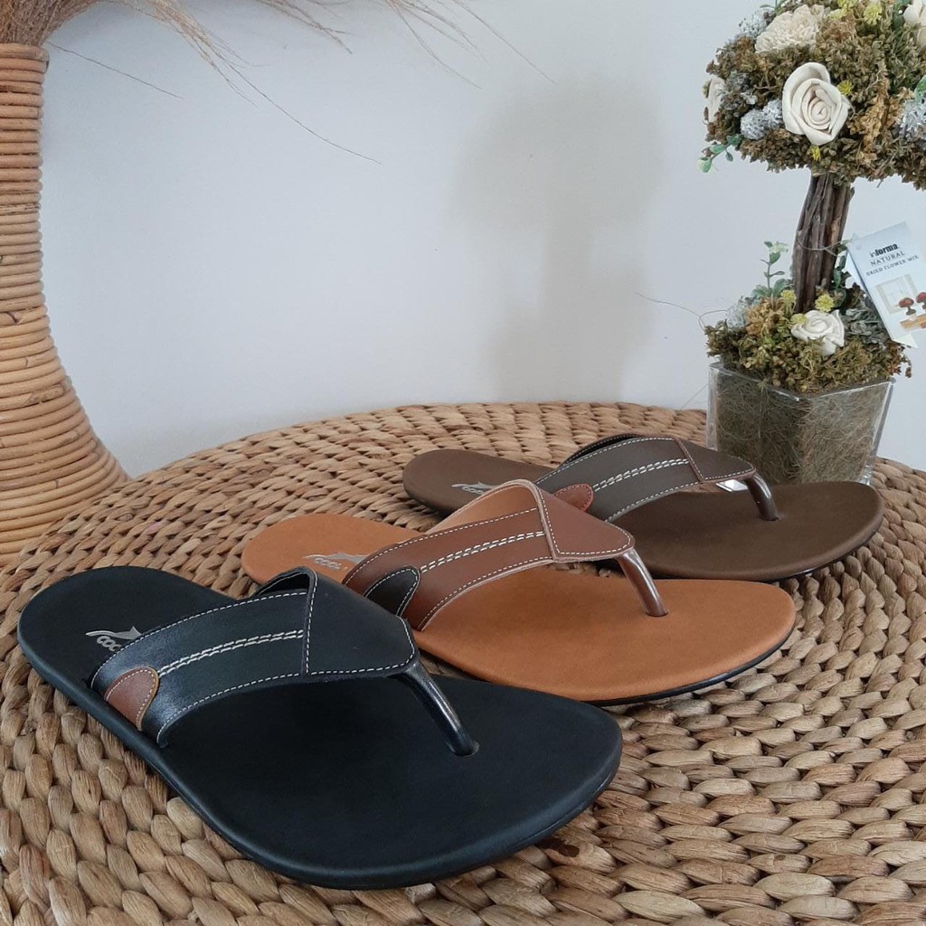 Sendal Jepit Pria Kulit Casual Sandal Slop Cowok Dewasa Terbaru Kekinian Gunung Garut