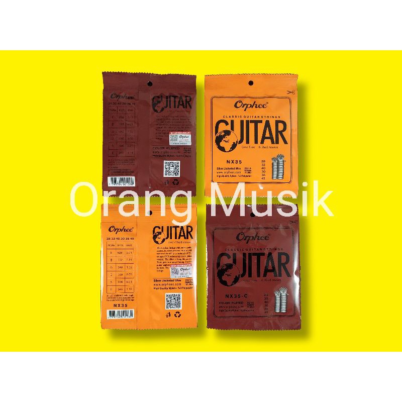 Senar Gitar Nylon Orphee Import - Senar Klasik Orphee NX35 NX35-C Hard Tension Black and Clear Nylon