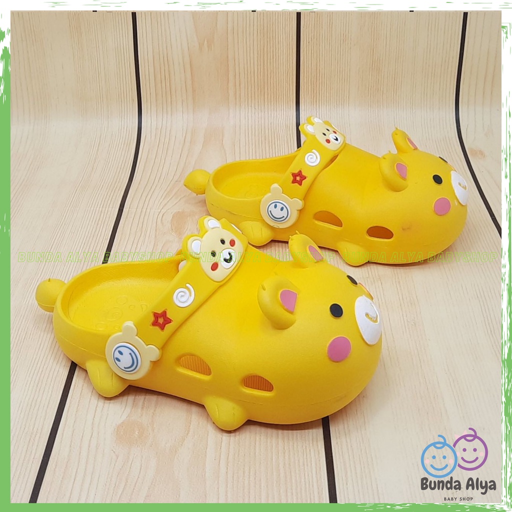 Sendal Anak Laki Laki IMPORT Usia 10 Bulan 1 2 3 4 Tahun KUNING BEAR Karet Elastis - Sepatu Sandal Anak Cowok Motif Karakter Lucu Model Kekinian Anti Slip Size 18-23