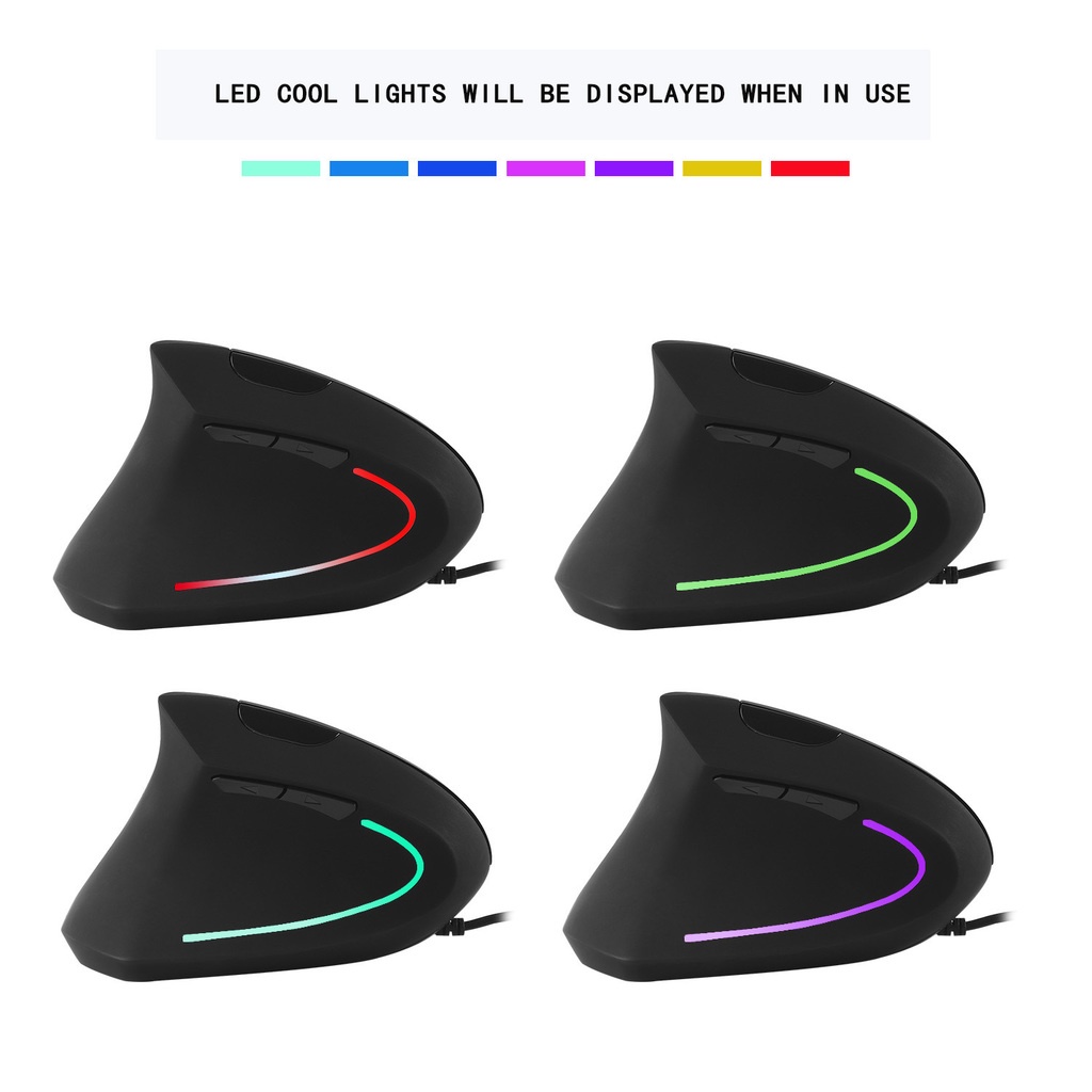 Mouse Gaming Vertikal Ergonomis 5D RGB dpi Adjustable 800-1200 - 1600 Untuk Sekolah / Kantor