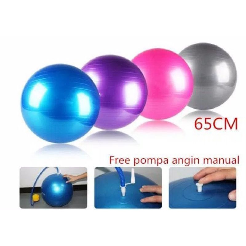 bola yoga fitness gymball bola yoga ibu hamil free pompa dengan diameter 65 cm