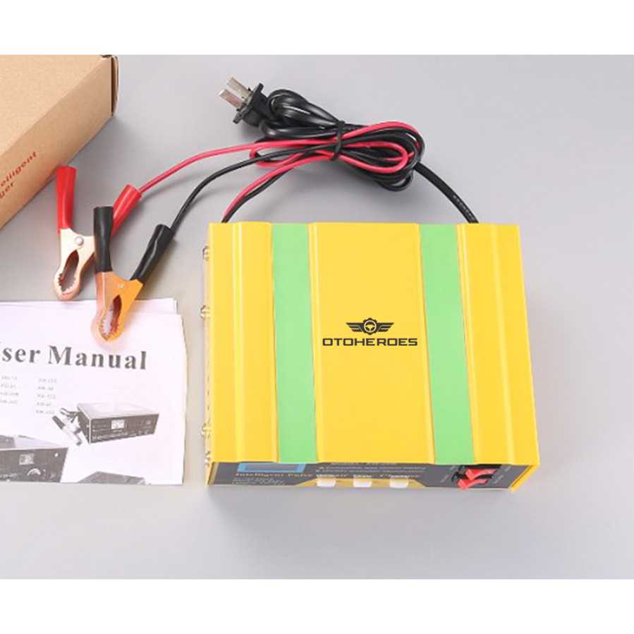 OTOHEROES Charger Aki Mobil Lead Acid Battery Charger 12V/24V 6-105AH-Kuning