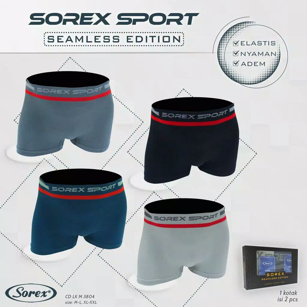 (1biji) Cd Pria Sorex M 3804 Rajut Seamless | Cd Boxer Pria |tp