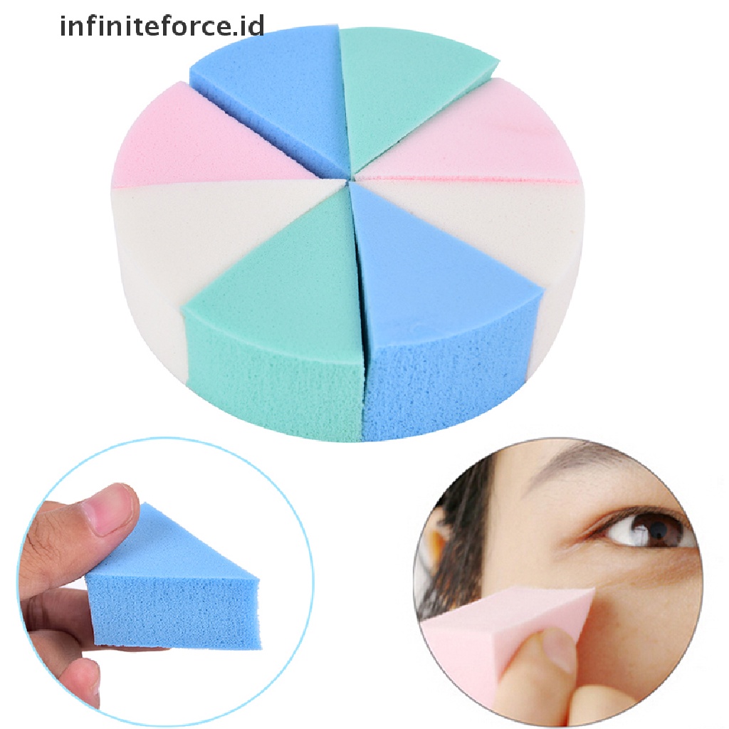 Infiniteforce.id 8pcs / Set Spons Puff Segitiga Pembersih Makeup / Kosmetik Wanita