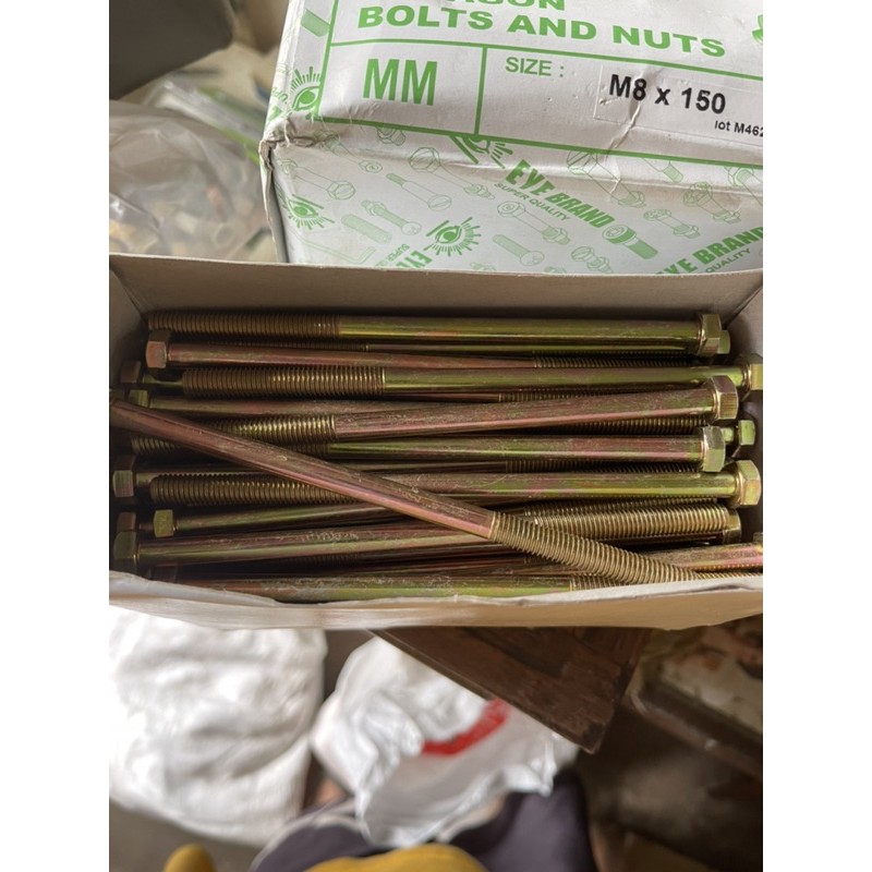 BMK M8 x 150 / Baut mur besi kuning kunci 12 panjang 15cm / Baut 12 panjang 15cm
