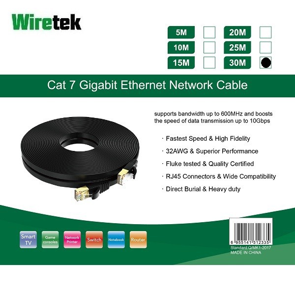 Kabel LAN Flat 30Meter Cat 7 Gigabit Ethernet Network