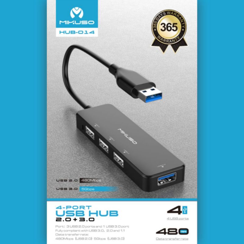 Mikuso Hub-014 4-Ports USB HUB Plug & Play