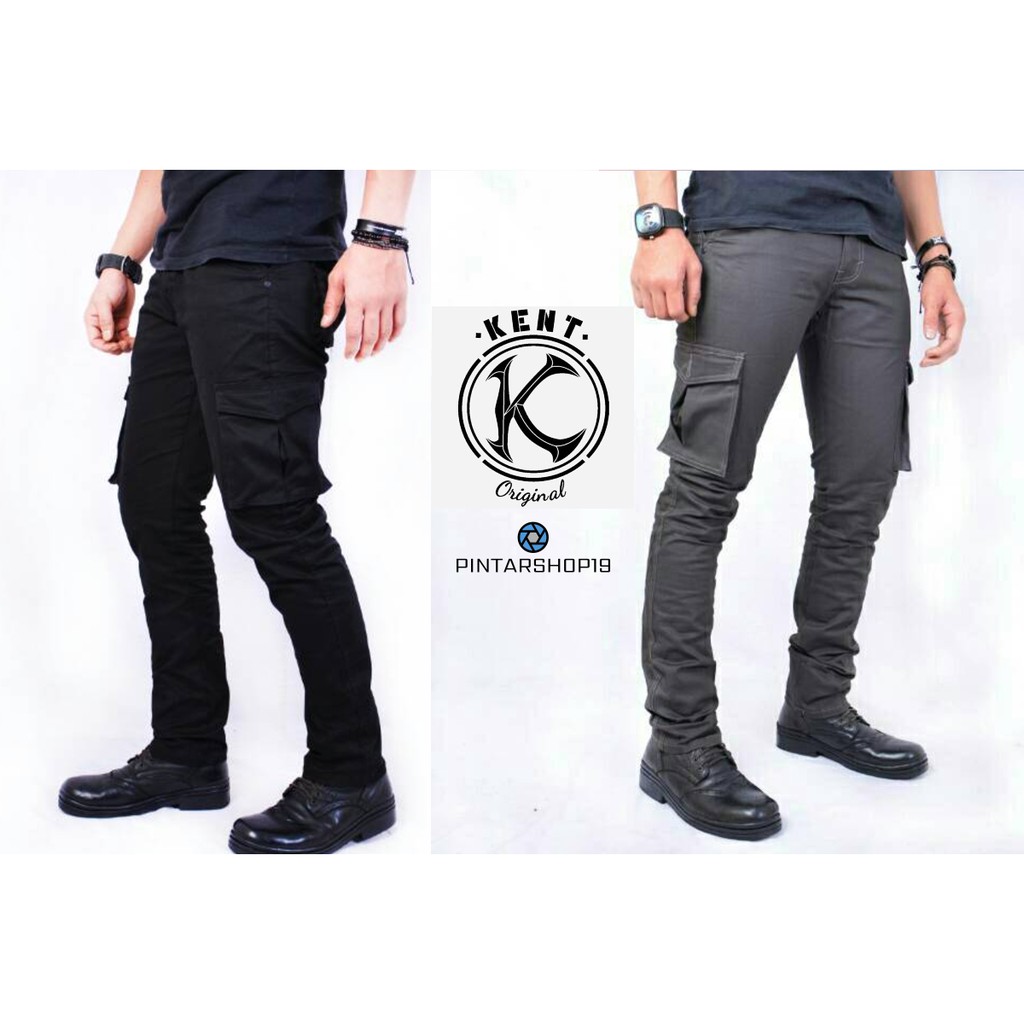 celana pria kargo  panjang  slimfit original size ukuran s m 