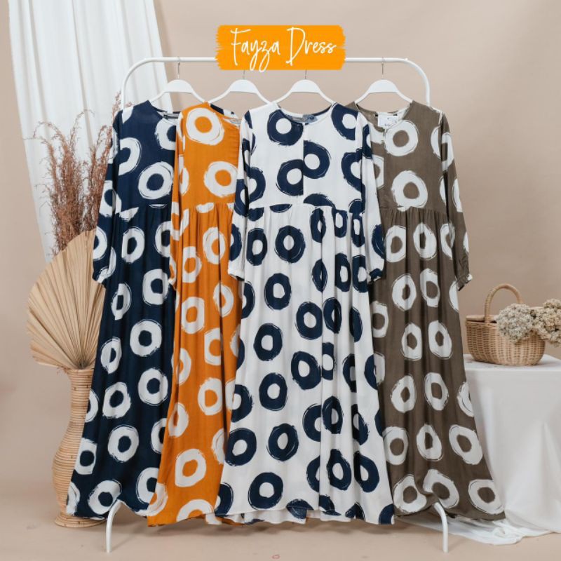 Dress Korea Kondangan Muslim Wanita Motif Premium FAYZA BY WOMENWEAR