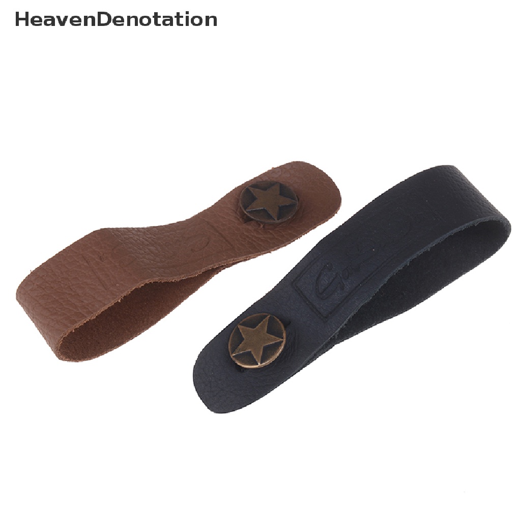 (Heavendenotation) 1pc Strap Holder Gitar Akustik / Elektrik / Bass Bahan Kulit Warna Hitam