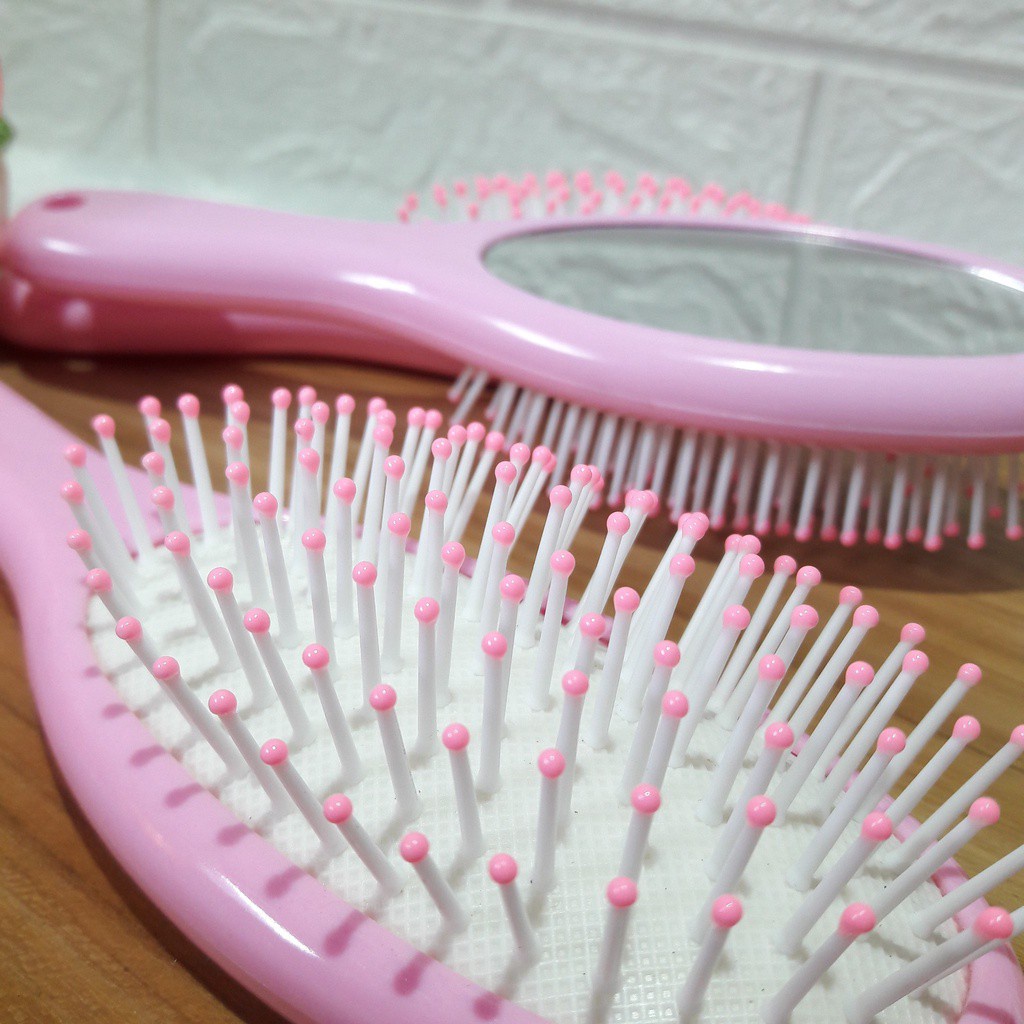 1424 / Sisir rambut anak perempuan model bulat plus kaca cermin