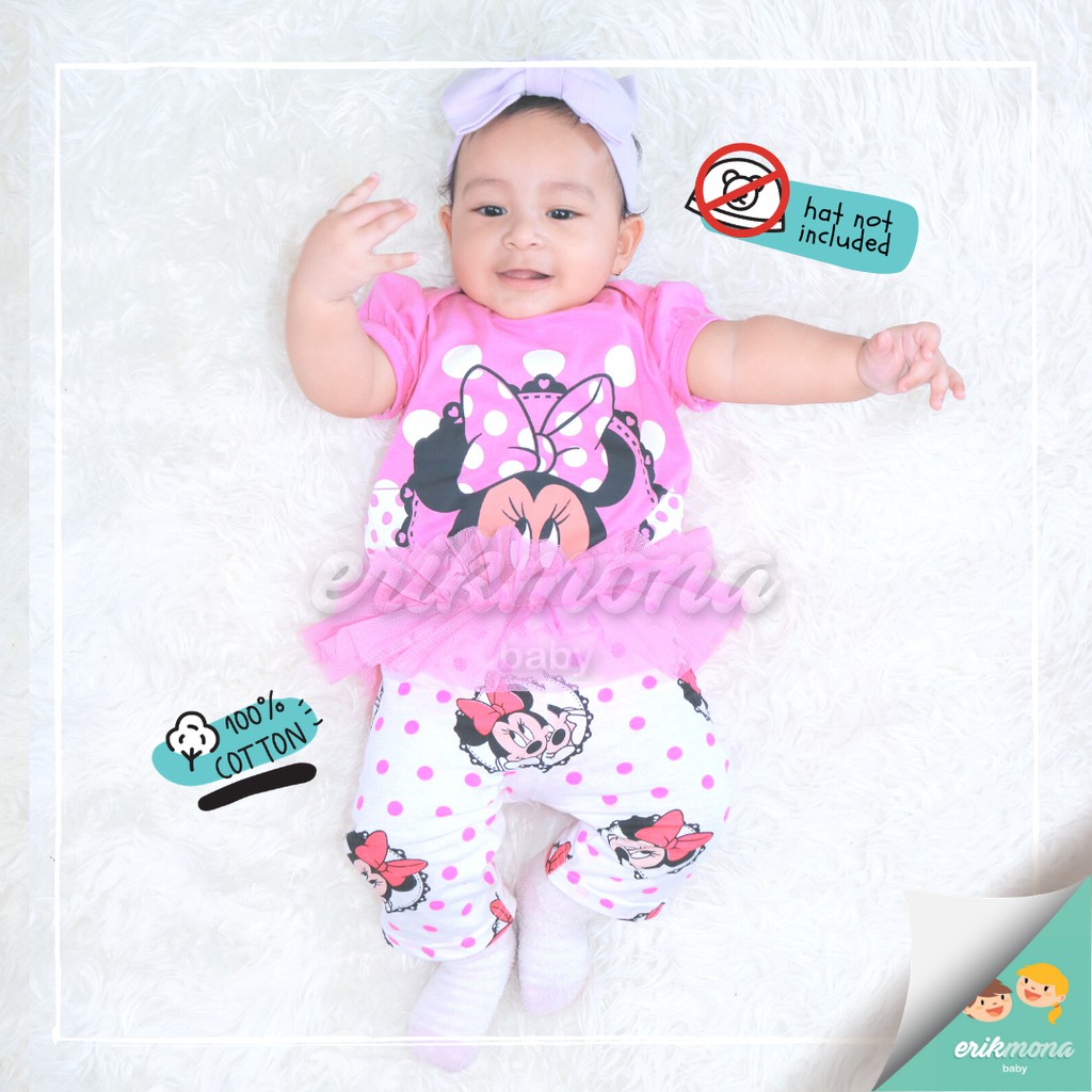 ❤️baju bayi jumper bayi ❤️free celana tutu model karakter minnie polkadot❤️