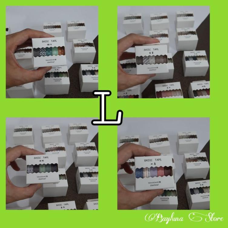 

11.11Promo Brand 5pcs/set Basic Washi Tape 10mmx3m Masking Tape Selotip kertas isolasi scrapbook Jou