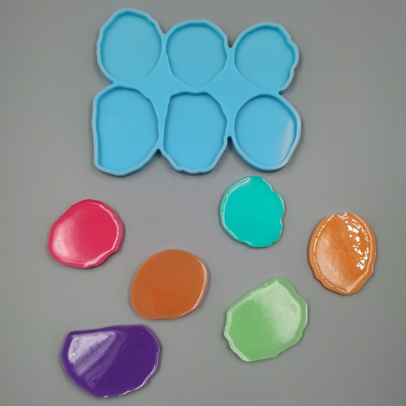 SIY  Tray Epoxy Resin Mold Six Irregular Circles Silicone Mould DIY Crafts Decorations Casting Tools