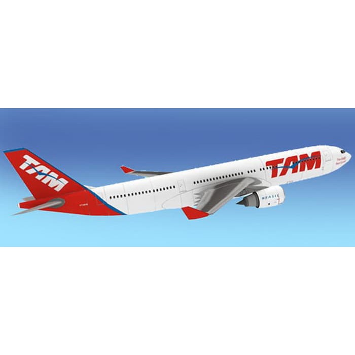 DIY Miniatur Papercraft Pesawat Airbus A330 TAM Airlines