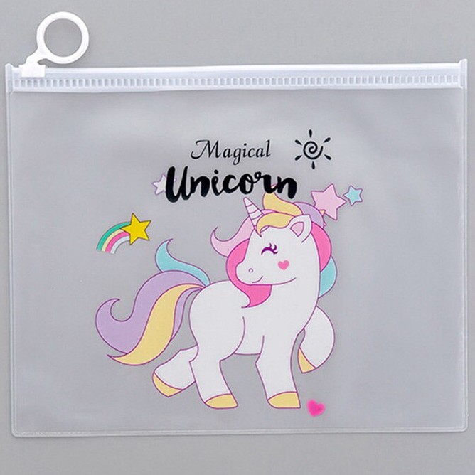 Dompet Uang Plastik Serbaguna Anti Air - Plastic Pouch Unicorn Cactus - Zipper Travel Organizer Bag