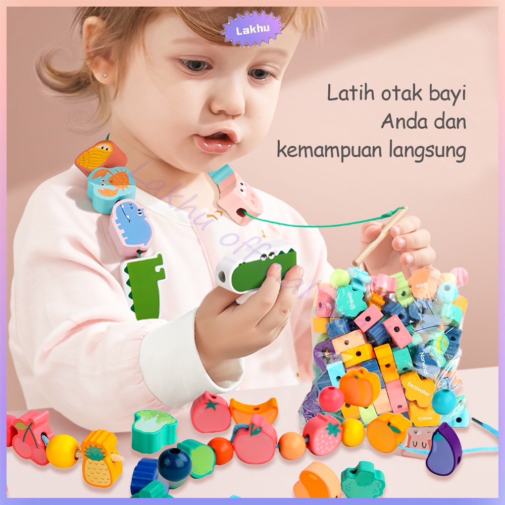 JCHO mainan kayu edukasi anak 3D wooden toys mainan blok kayu balok kayu mainan anak