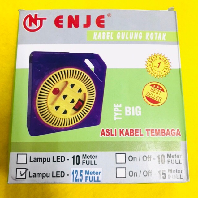 Kabel box rol gepeng ekonomis 3 lubang + kabel 4 meter 6 METER 7,5 M 12,5 M