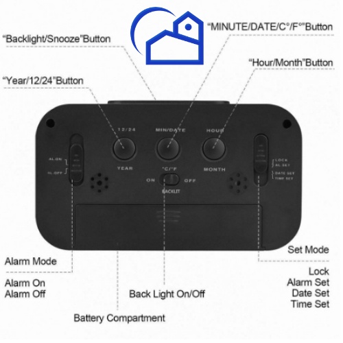 Jam Meja Digital / Jam Weker Pintar / Digital Smart Alarm Clock / Jam Alarm Kotak 10095