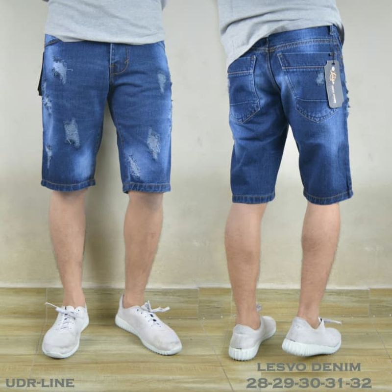 Celana pendek jeans pria sobek-jeans sobek-jeans denim