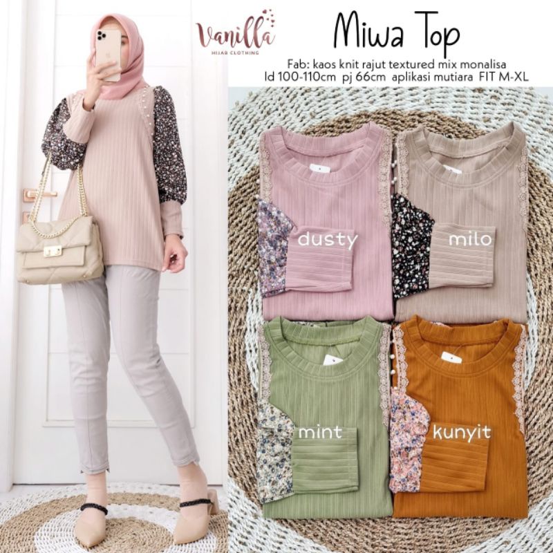 BLOUSE KAOS KNIT MIX MUTIARA MIWA TOP BY VANILLA