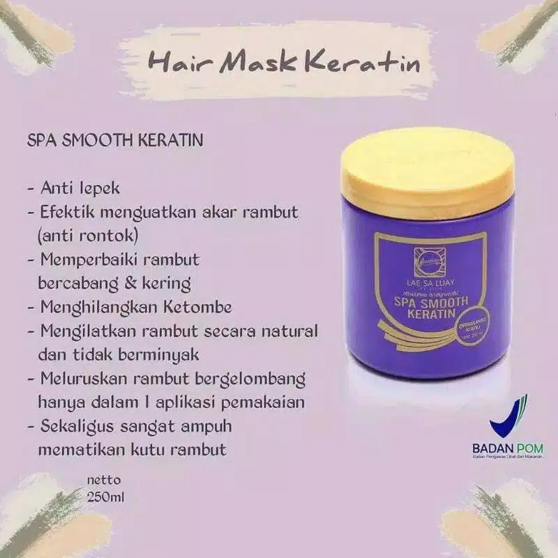 Masker Rambut Lae Sa Luay Hair Spa Smooth Keratin Treatment Original