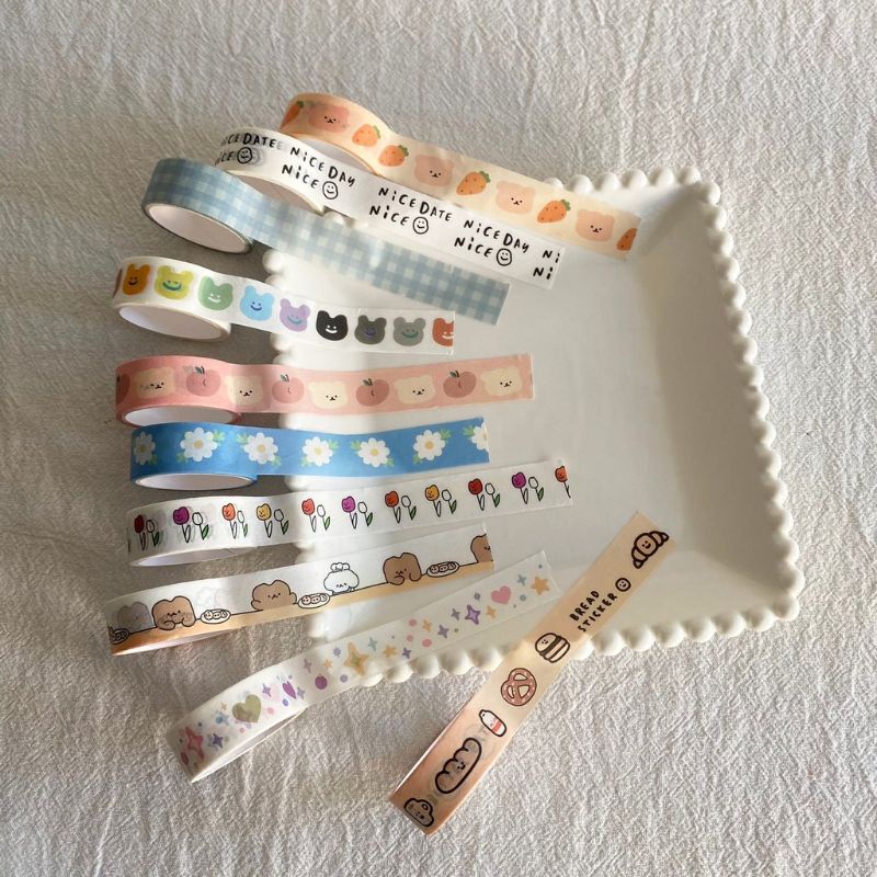 

HUNAM 1Pc CUTIE Washi Tape Masking Tape BuJo DIY Scrapbook Journal Stiker Roll