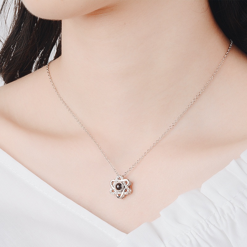 [Ready Stock]Fashion Plated 925 Sterling Silver Rose Gold Pendant Heart-Shaped Diamond Necklace