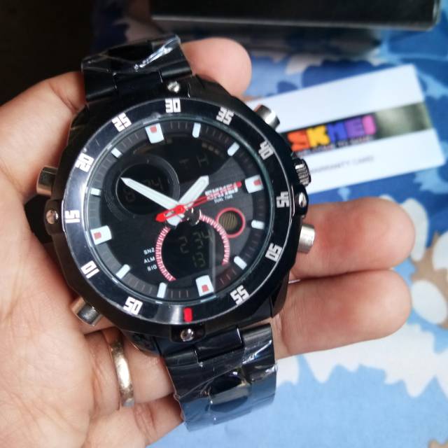 SKMEI 1146 JAM TANGAN COWOK DOUBLE TIME FULL BLACK