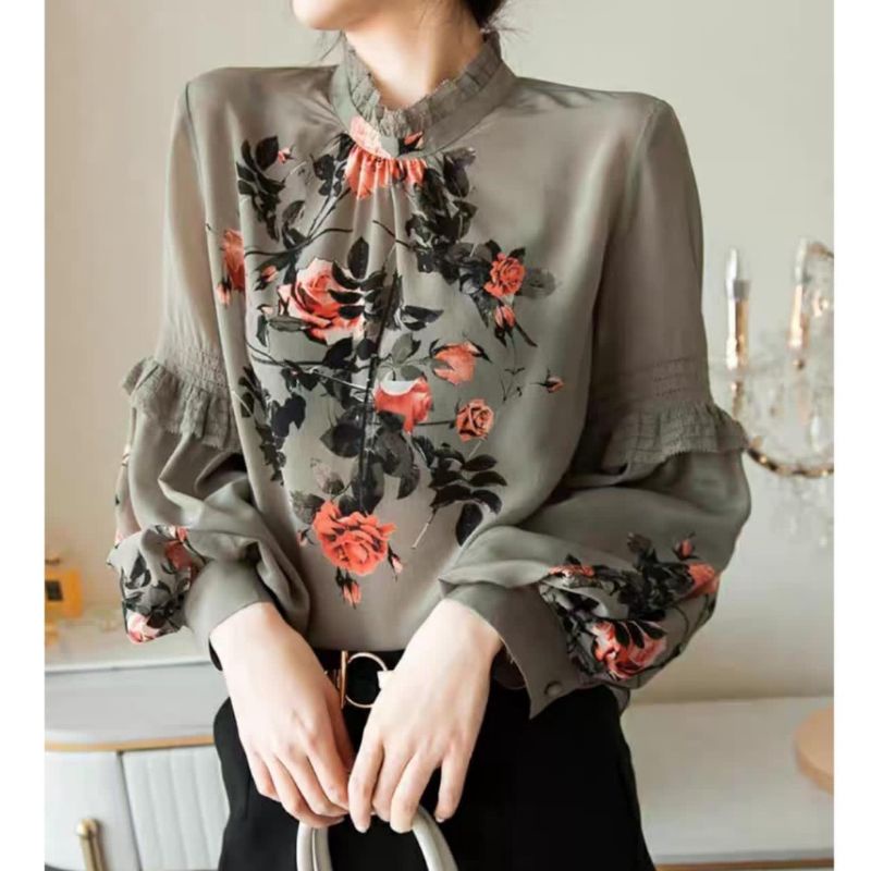 MDLV ~ 5365 GINA PLACEMENT PRINT TOP BLOUSE PREMIUM BLOUSE KOREA BLOUSE WANITA FASHION IMPORT