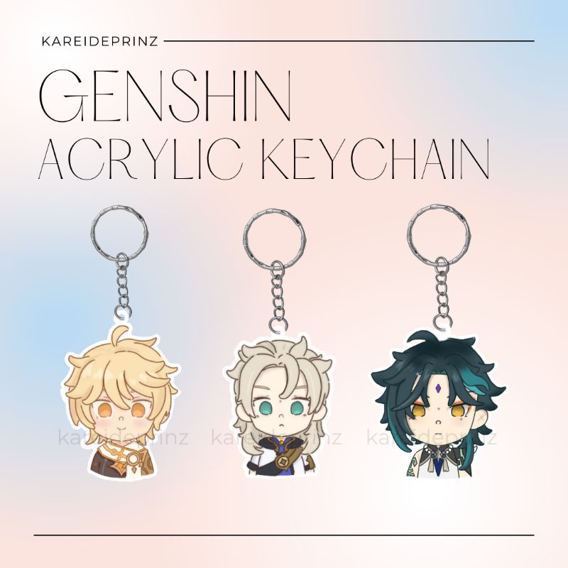 Genshin Impact Aether Albedo Xiao - Acrylic Keychain Gantungan Kunci Fanmerch