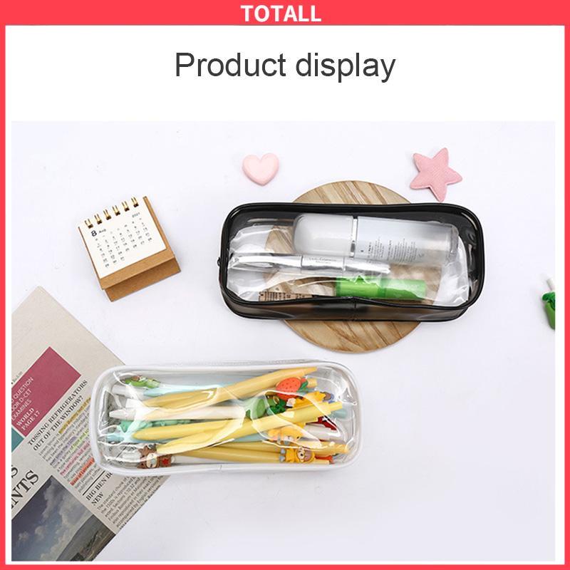 COD Decompression Primary Middle School Students Competition Rotating Pen Can Write Student Rotating PenTransparent PVC Student Stationery Zipper Pen Bag Travel Portable Toiletry Makeup Storage Bag-Totall