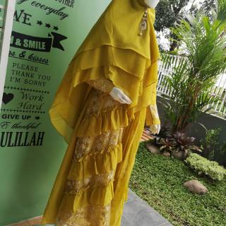 Set gamis  syari  baju  muslim pesta premium mewah ceruty 