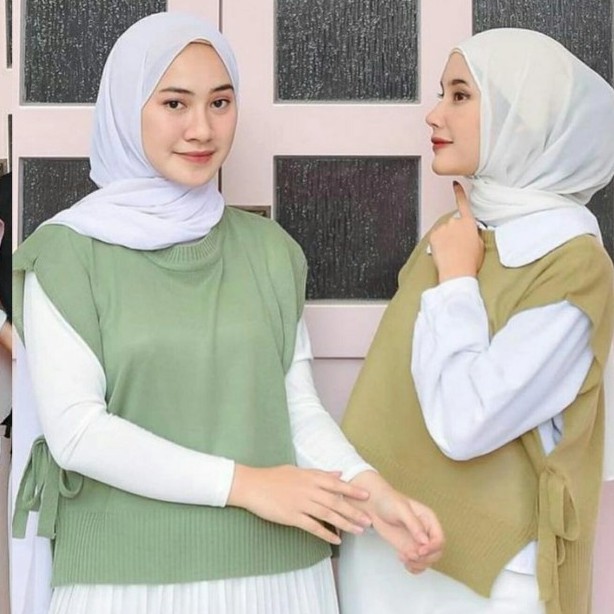 Illo Vest Wanita Rajut Korea Murah | Baju Rompi Outer Tanpa Lengan