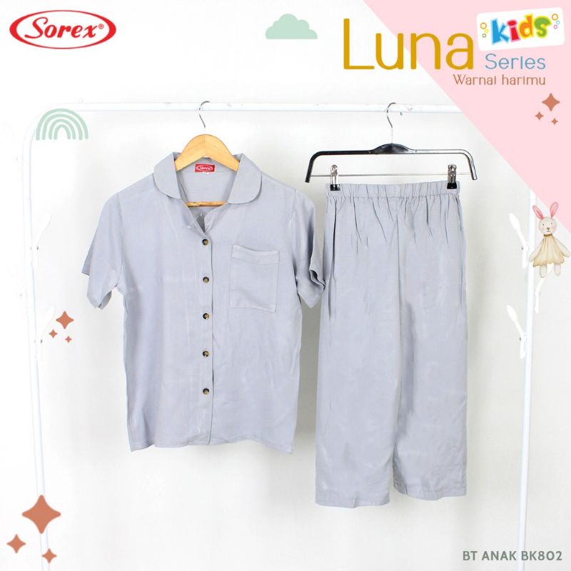 Sorex Kids Baju Tidur Anak perempuan BK 802 (1 Set Atasan pendek + Celana Panjang Luna Series Piyama