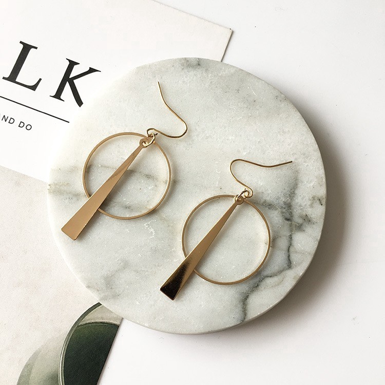 【 DDFI 】 1 Pair Korea Anting Panjang Gaya Retro Simple Bentuk Geometri untuk Wanita hoop Elegant anting-3