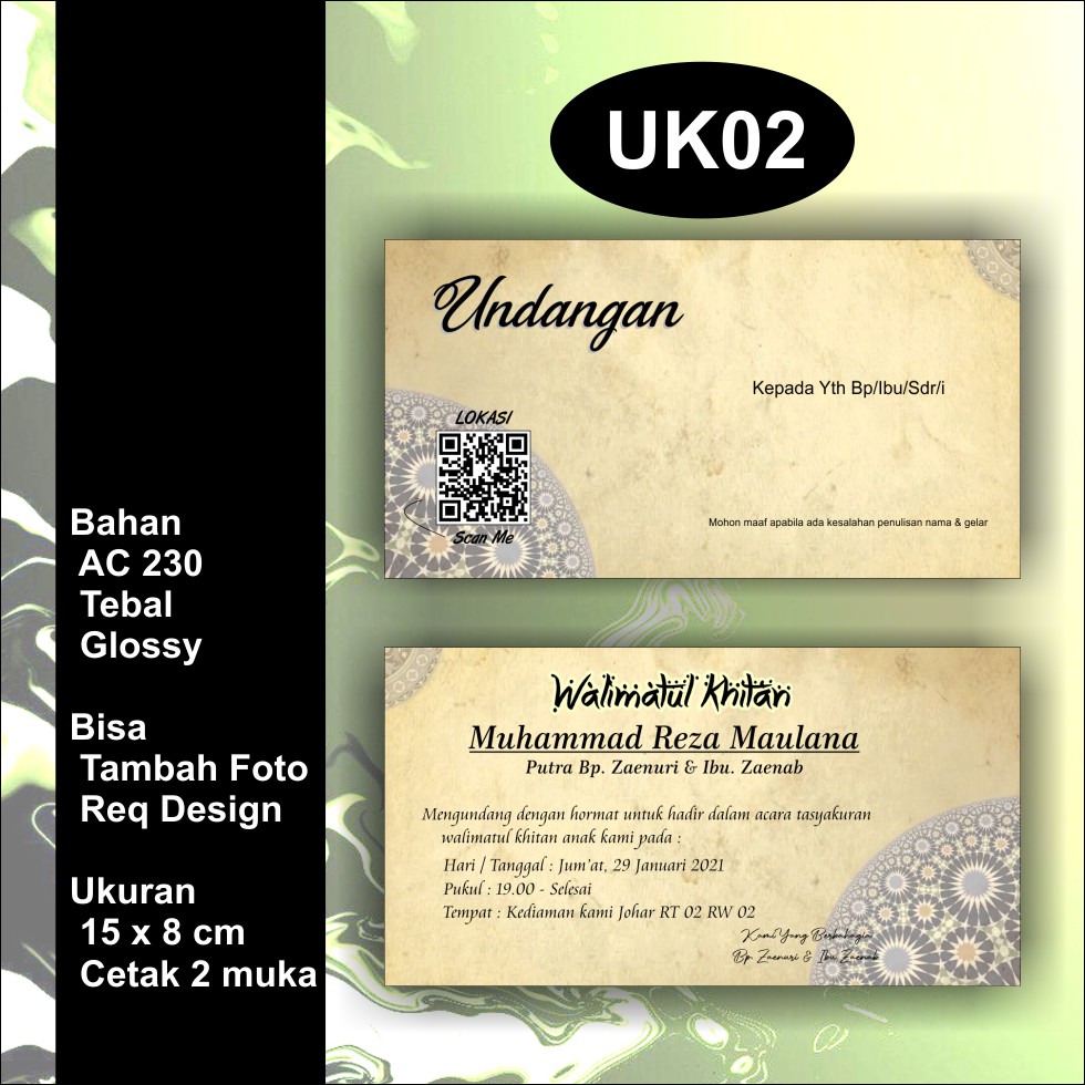 Jual Undangan Khitan, Walimatul Khitan Exsclusive Design TANPA PO